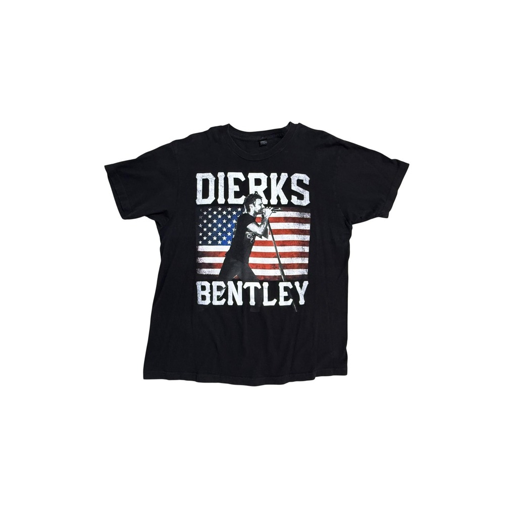 Dierks Bentley Shirt Mens Large Black American Flag Tour Graphic Tultex‎ Tee